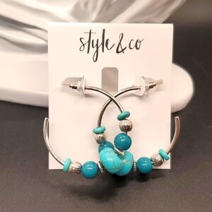 Style & Co. Turquiose Bead Hoop Earrings NWT!